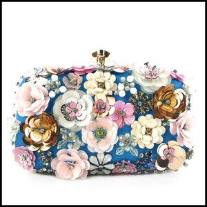Elegant Floral Clutch Evening Bag with Detachable Chain Strap for Parties